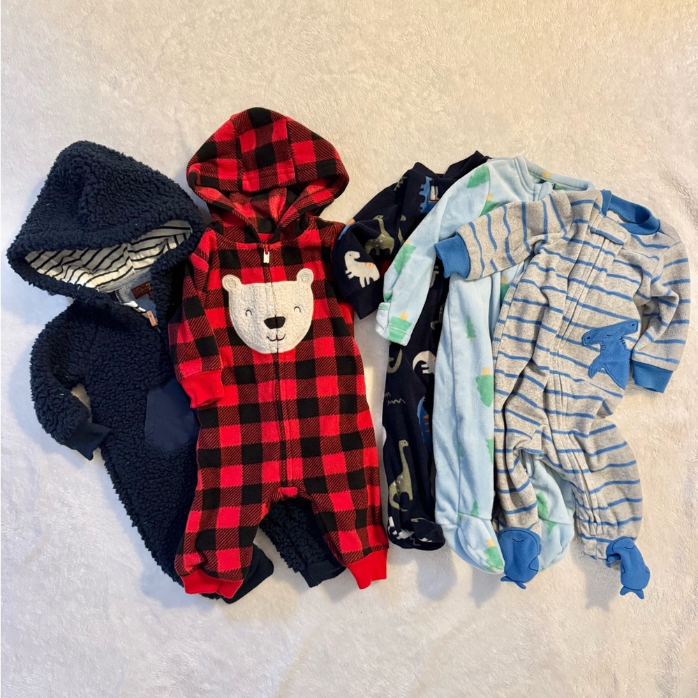 Cozy Kids O-3mo Pram and Fleece Pj Bundle (Lot)